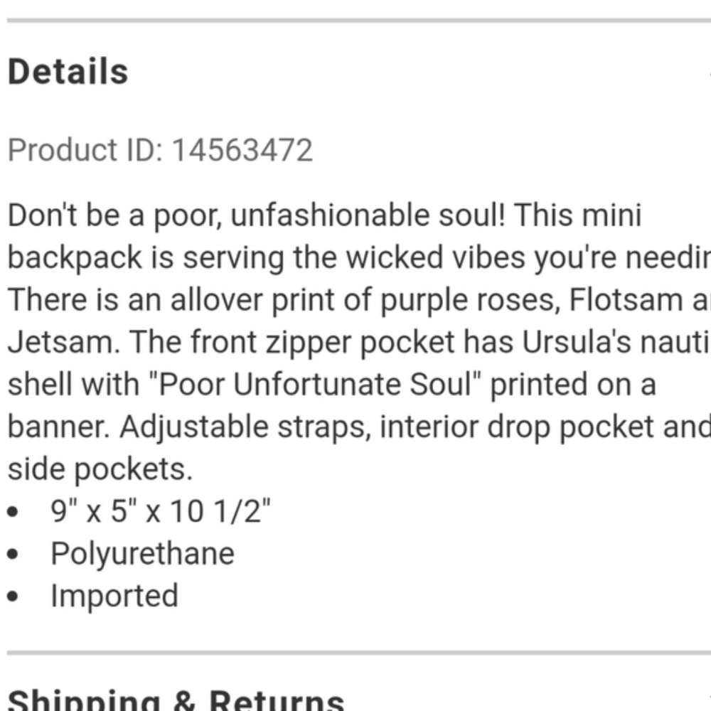 Loungefly Disney Villains Ursula Mini Backpack - Picture 6 of 6